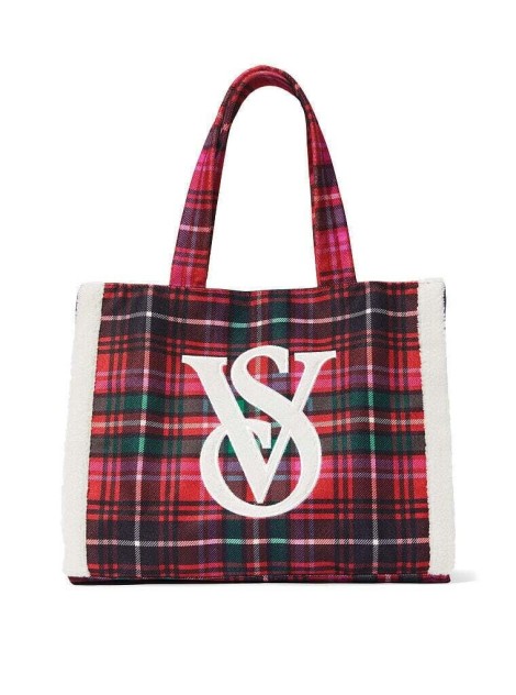 Сумка Victoria’s Secret Cozy Plush Fleece Tote Bag Sherpa Bright Tartan