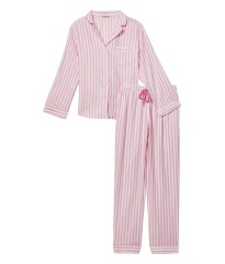 Пижама розовая в полоску Victoria’s Secret Flannel PJ Set Фланелевая с люрексом