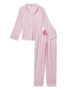 Пижама розовая в полоску Victoria’s Secret Фланелевая с люрексом