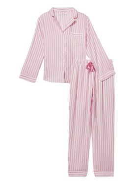 Пижама розовая в полоску Victoria’s Secret Фланелевая с люрексом