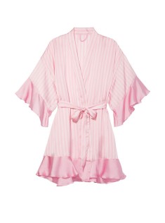 Сатиновий халат Вікторія Сікрет Flounce Satin Robe Pink Stripes