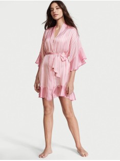 Сатиновий халат Вікторія Сікрет Flounce Satin Robe Pink Stripes