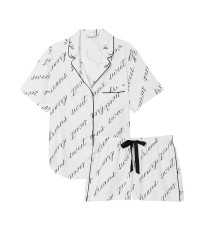 Піжама Victoria's Secret Flannel Short PJ Set White Sweet Dreams