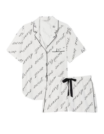 Піжама Victoria's Secret Flannel Short PJ Set White Sweet Dreams