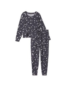 Піжама Glow Waffle Henley and Jogger Set Print stars