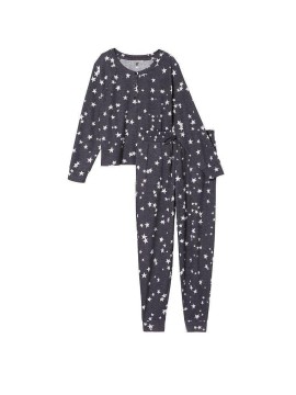 Пижама Glow Waffle Henley and Jogger Set Print stars