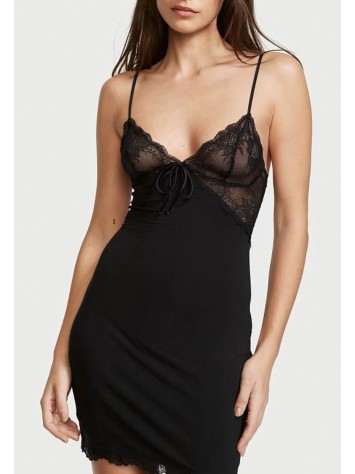 Пеньюар Victoria Secret Modal Slip Dress Black Lace