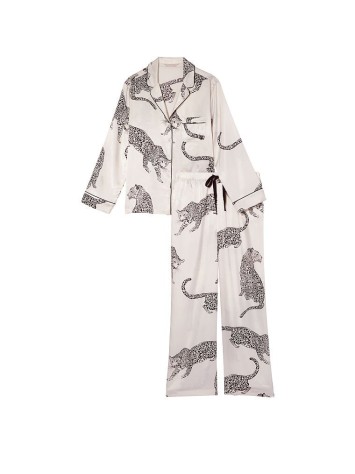 Піжама Victoria Secret The Satin Long PJ Set White Leopard