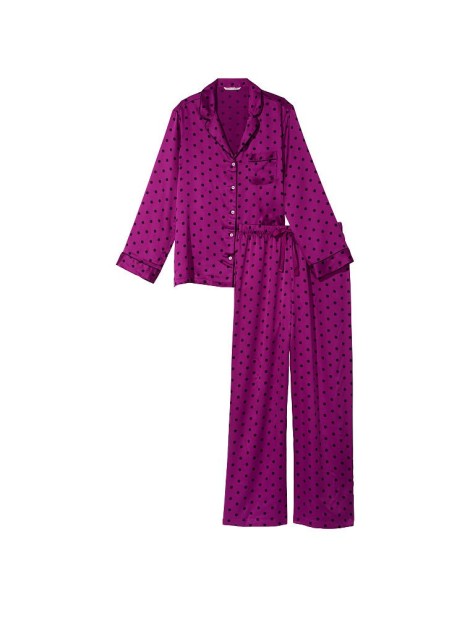 Пижама The Satin Long PJ Set Raspberry Cooler Dot