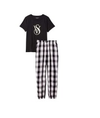 Пижама Victoria’s Secret Cotton & Flannel Tee-jama Set Multicolored