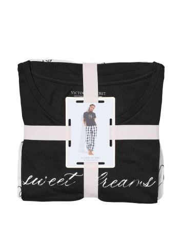 Піжама Victoria's Secret Cotton & Flannel Tee-jama Set White Sweet Dreams