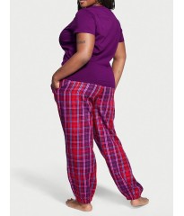 Пижама Victoria’s Secret Cotton & Flannel Tee-jama Set Purple Plaid