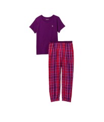 Піжама Victoria's Secret Cotton & Flannel Tee-jama Set Purple Plaid