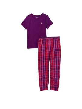 Пижама Victoria’s Secret Cotton & Flannel Tee-jama Set Purple Plaid