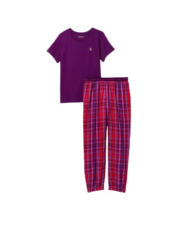 Піжама Victoria's Secret Cotton & Flannel Tee-jama Set Purple Plaid