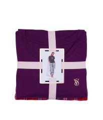 Пижама Victoria’s Secret Cotton & Flannel Tee-jama Set Purple Plaid
