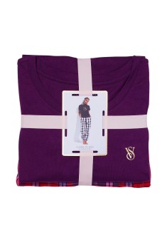 Піжама Victoria's Secret Cotton & Flannel Tee-jama Set Purple Plaid