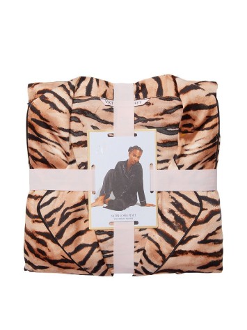 Піжама Victoria Secret The Satin Long PJ Set Champagne Tiger