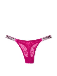 Трусики VS Very Sexy Lace logo with Shine Strap Thong panty Pink