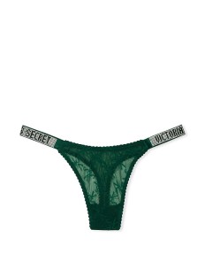 Трусики VS Very Sexy Lace logo with Shine Strap Thong panty Green