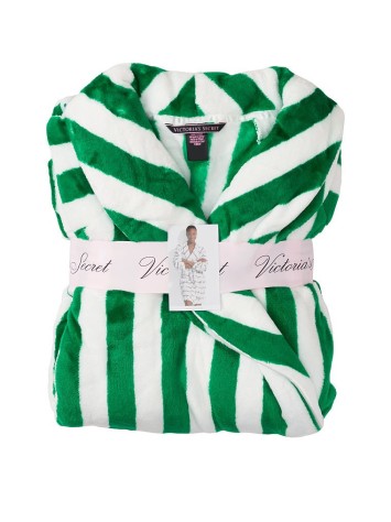Халат Victoria's Secret Logo Short Cozy Robe Green Stripes