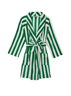 Халат Victoria’s Secret Logo Short Cozy Robe Green Stripes