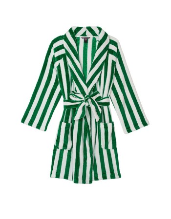 Халат Victoria's Secret Logo Short Cozy Robe Green Stripes
