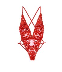 Мереживне боді Victoria's Secret Floral Embroidered Plunge Teddy Lipstick Lace