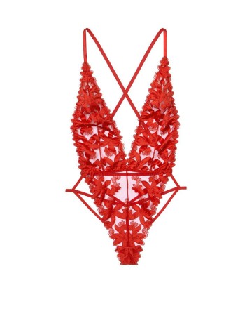 Мереживне боді Victoria's Secret Floral Embroidered Plunge Teddy Lipstick Lace