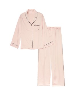 Піжама Victoria's Secret Satin Long PJ Set Light Pink Fizz