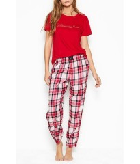 Пижама Victoria’s Secret Red Cotton & Flannel Long Lounge PJ Set