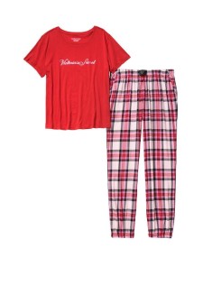 Піжама Victoria's Secret Red Cotton & Flannel Long Lounge PJ Set