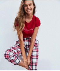 Піжама Victoria's Secret Red Cotton & Flannel Long Lounge PJ Set