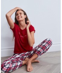Пижама Victoria’s Secret Red Cotton & Flannel Long Lounge PJ Set