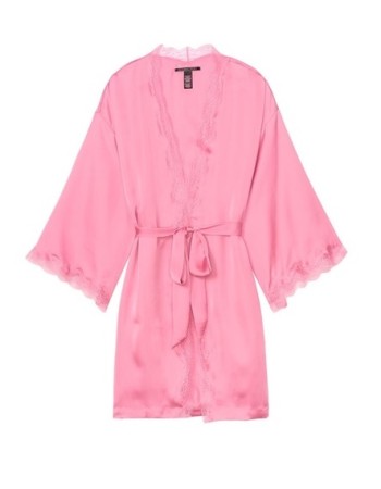 Халат Victoria’s Secret Satin Lace Trim Robe So Rose