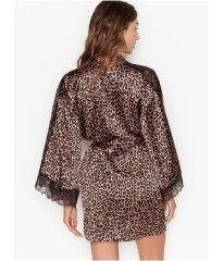 Халат Victoria’s Secret Satin Lace Kimono Leopard