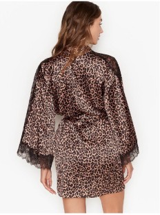 Халат Victoria’s Secret Satin Lace Kimono Leopard
