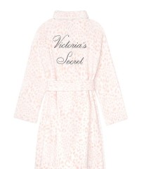 Халат Victoria's Secret Cozy Plush Short Robe Pink Leopard