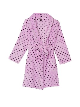 Плюшевый Халат Victoria’s Secret Logo Short Cozy Robe Pink & Black dot