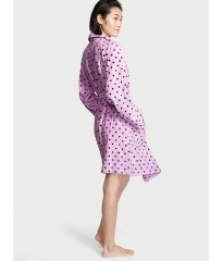 Плюшевий Халат Victoria&#39;s Secret Logo Short Cozy Robe Pink &amp; Black dot