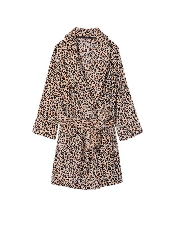 Плюшевий Халат VS Logo Short Cozy Robe Leopard