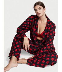 Пижама Victoria’s Secret Flannel Long PJ Set Black Painted Hearts
