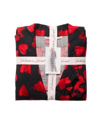 Піжама Victoria's Secret Flannel Long PJ Set Black Painted Hearts