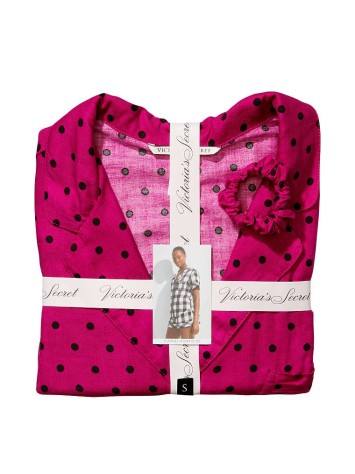 Піжама Victoria's Secret Flannel Short Pj Set Purple Dots