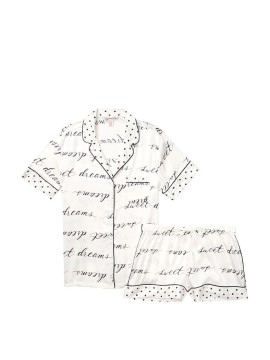 Пижама Victoria’s Secret The Satin Short PJ Set Logo VS print