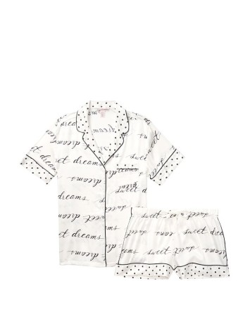Піжама Victoria's Secret Satin Short PJ Set Logo VS print