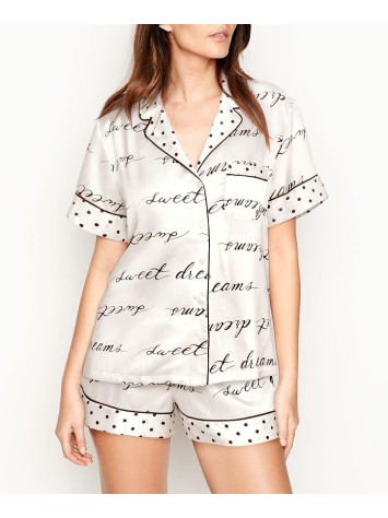 Піжама Victoria's Secret Satin Short PJ Set Logo VS print