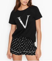 Піжама Victoria's Secret Cotton Short Black Tee-jama