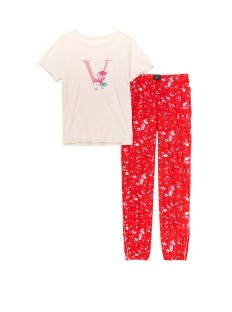 Пижама Victoria’s Secret PJ Set Cotton & Flannel Long Lounge Tee-jama