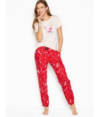 Піжама Victorias Secret PJ Set Cotton Flannel Long Lounge Tee-jama